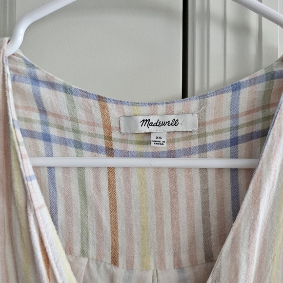 Madewell Linen-Blend Clara Midi Dress in Plaid - Picture 7 of 9